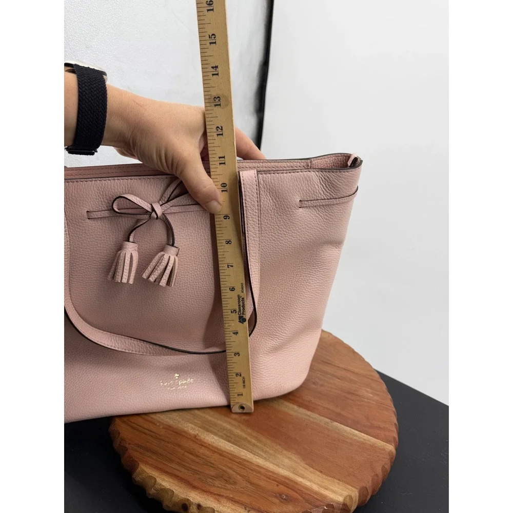 Kate Spade Hayes Tote Bag Womens Large‎ Pink Pebbled Leather Bow Tassel WKRU6244